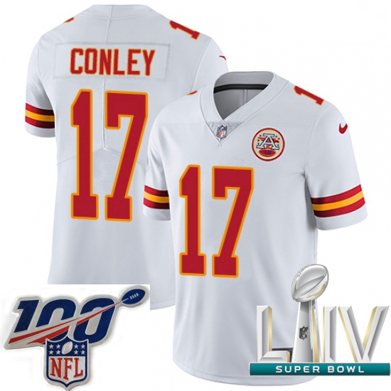 2020 Super Bowl LIV Men Nike Kansas City Chiefs #17 Chris Conley White Vapor Untouchable Limited Pla