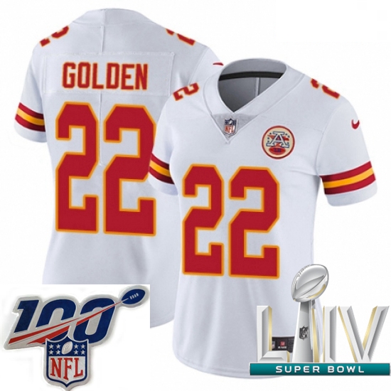 2020 Super Bowl LIV Women Nike Kansas City Chiefs #22 Robert Golden White Vapor Untouchable Limited 