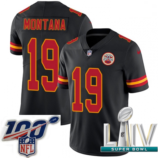 2020 Super Bowl LIV Men Nike Kansas City Chiefs #19 Joe Montana Limited Black Rush Vapor Untouchable