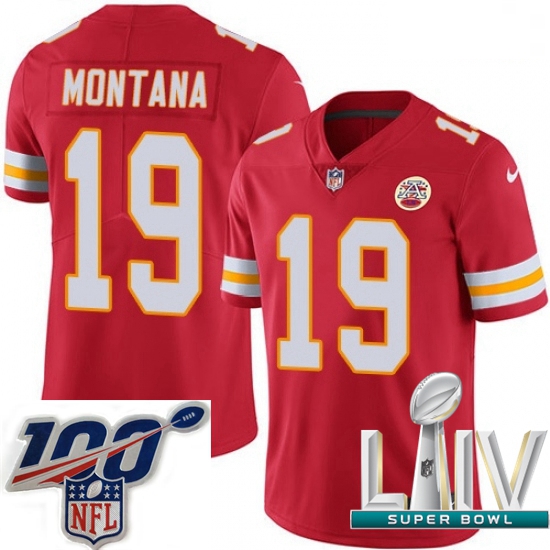 2020 Super Bowl LIV Men Nike Kansas City Chiefs #19 Joe Montana Red Team Color Vapor Untouchable Lim