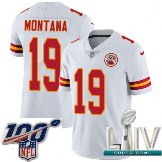 2020 Super Bowl LIV Men Nike Kansas City Chiefs #19 Joe Montana White Vapor Untouchable Limited Play