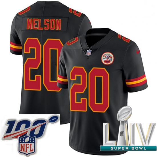 2020 Super Bowl LIV Men Nike Kansas City Chiefs #20 Steven Nelson Limited Black Rush Vapor Untouchab