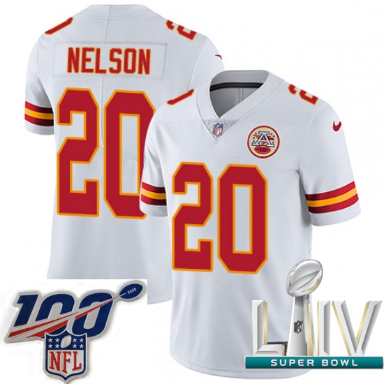 2020 Super Bowl LIV Men Nike Kansas City Chiefs #20 Steven Nelson White Vapor Untouchable Limited Pl