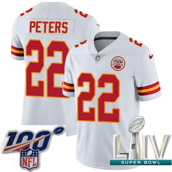 2020 Super Bowl LIV Men Nike Kansas City Chiefs #22 Marcus Peters White Vapor Untouchable Limited Pl