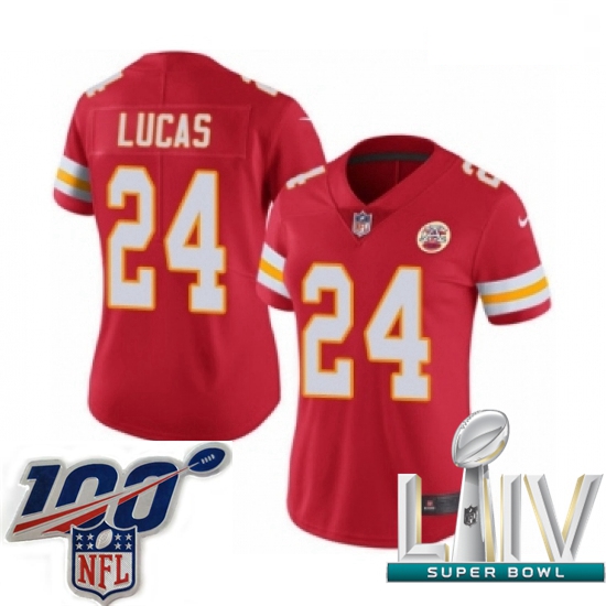 2020 Super Bowl LIV Women Nike Kansas City Chiefs #24 Jordan Lucas Red Team Color Vapor Untouchable 