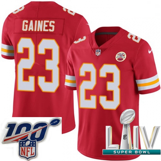 2020 Super Bowl LIV Men Nike Kansas City Chiefs #23 Phillip Gaines Red Team Color Vapor Untouchable 