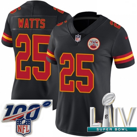 2020 Super Bowl LIV Women Nike Kansas City Chiefs #25 Armani Watts Limited Black Rush Vapor Untoucha