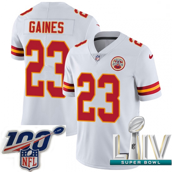 2020 Super Bowl LIV Men Nike Kansas City Chiefs #23 Phillip Gaines White Vapor Untouchable Limited P