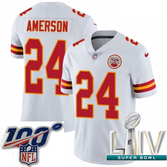 2020 Super Bowl LIV Men Nike Kansas City Chiefs #24 David Amerson White Vapor Untouchable Limited Pl