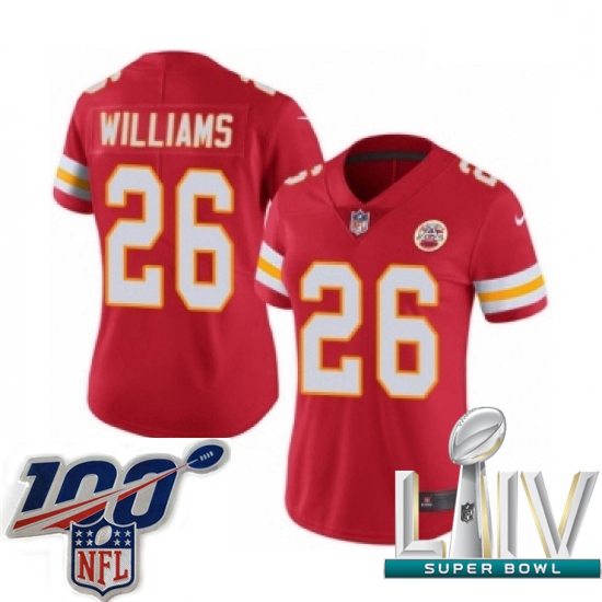 2020 Super Bowl LIV Women Nike Kansas City Chiefs #26 Damien Williams Red Team Color Vapor Untouchab