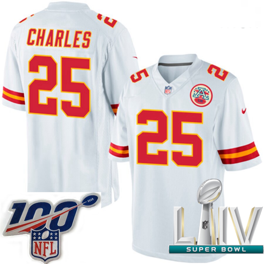 2020 Super Bowl LIV Men Nike Kansas City Chiefs #25 Jamaal Charles White Vapor Untouchable Limited P