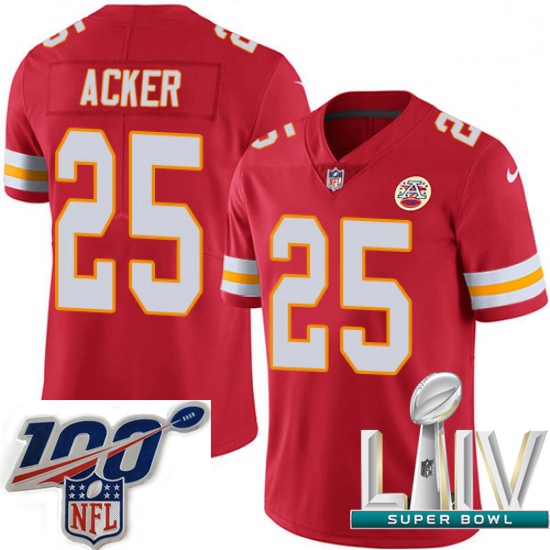 2020 Super Bowl LIV Men Nike Kansas City Chiefs #25 Kenneth Acker Red Team Color Vapor Untouchable L