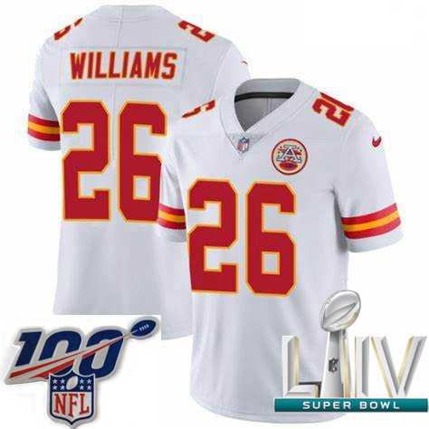 2020 Super Bowl LIV Men Nike Kansas City Chiefs #26 Damien Williams White Vapor Untouchable Limited 