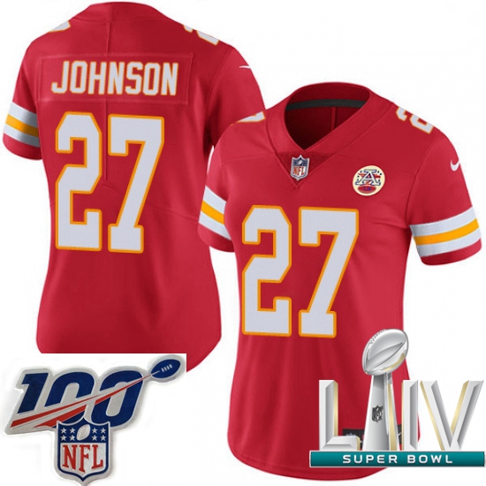 2020 Super Bowl LIV Women Nike Kansas City Chiefs #27 Larry Johnson Red Team Color Vapor Untouchable