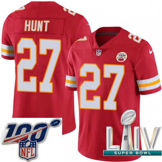 2020 Super Bowl LIV Men Nike Kansas City Chiefs #27 Kareem Hunt Red Team Color Vapor Untouchable Lim