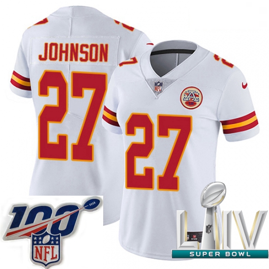 2020 Super Bowl LIV Women Nike Kansas City Chiefs #27 Larry Johnson White Vapor Untouchable Limited 