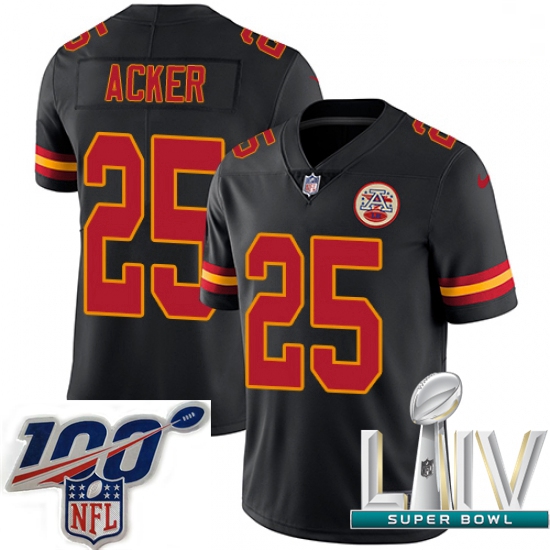 2020 Super Bowl LIV Men Nike Kansas City Chiefs #27 Kenneth Acker Limited Black Rush Vapor Untouchab