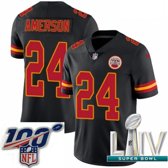 2020 Super Bowl LIV Youth Nike Kansas City Chiefs #24 David Amerson Limited Black Rush Vapor Untouch