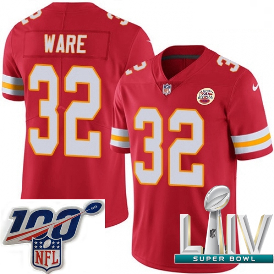 2020 Super Bowl LIV Men Nike Kansas City Chiefs #32 Spencer Ware Red Team Color Vapor Untouchable Li