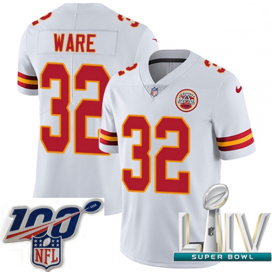 2020 Super Bowl LIV Men Nike Kansas City Chiefs #32 Spencer Ware White Vapor Untouchable Limited Pla