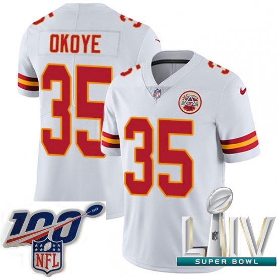 2020 Super Bowl LIV Men Nike Kansas City Chiefs #35 Christian Okoye White Vapor Untouchable Limited 