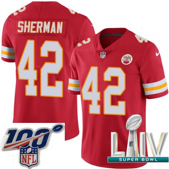 2020 Super Bowl LIV Men Nike Kansas City Chiefs #42 Anthony Sherman Red Team Color Vapor Untouchable