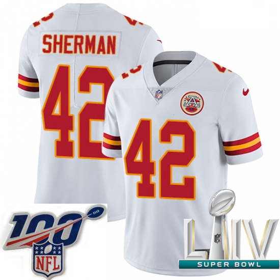 2020 Super Bowl LIV Men Nike Kansas City Chiefs #42 Anthony Sherman White Vapor Untouchable Limited 