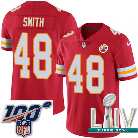 2020 Super Bowl LIV Men Nike Kansas City Chiefs #48 Terrance Smith Red Team Color Vapor Untouchable 