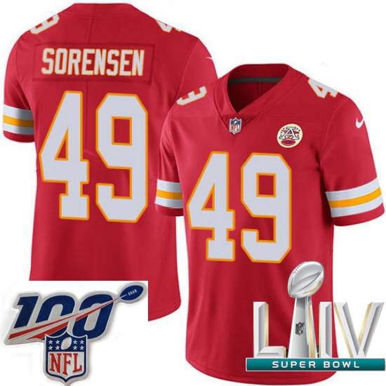 2020 Super Bowl LIV Men Nike Kansas City Chiefs #49 Daniel Sorensen Red Team Color Vapor Untouchable