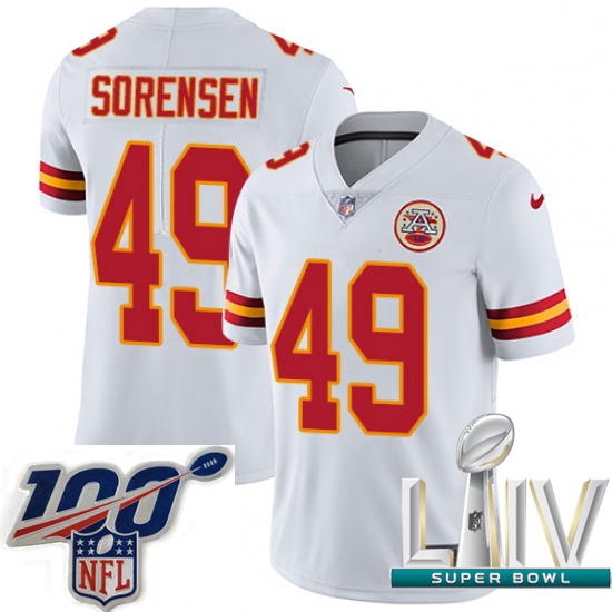 2020 Super Bowl LIV Men Nike Kansas City Chiefs #49 Daniel Sorensen White Vapor Untouchable Limited 