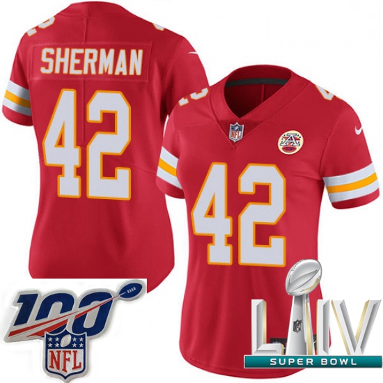 2020 Super Bowl LIV Women Nike Kansas City Chiefs #42 Anthony Sherman Red Team Color Vapor Untouchab