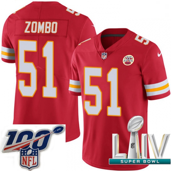 2020 Super Bowl LIV Men Nike Kansas City Chiefs #51 Frank Zombo Red Team Color Vapor Untouchable Lim