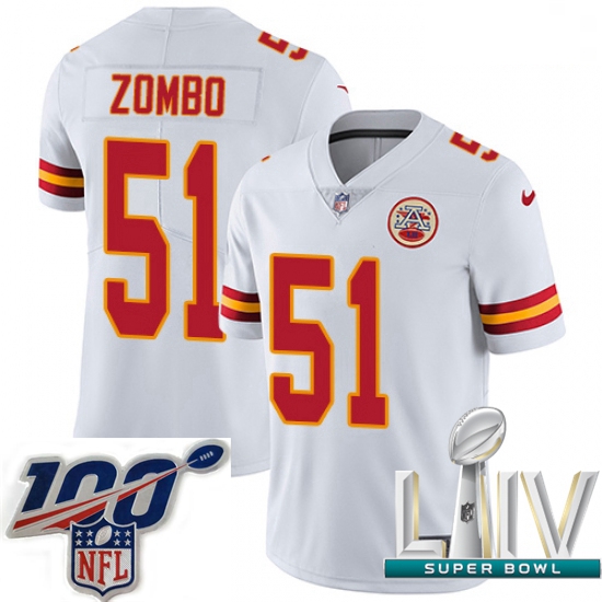 2020 Super Bowl LIV Men Nike Kansas City Chiefs #51 Frank Zombo White Vapor Untouchable Limited Play