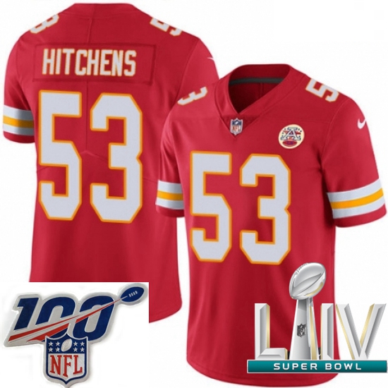 2020 Super Bowl LIV Men Nike Kansas City Chiefs #53 Anthony Hitchens Red Team Color Vapor Untouchabl