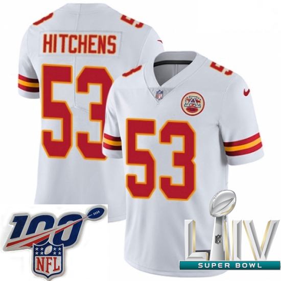 2020 Super Bowl LIV Men Nike Kansas City Chiefs #53 Anthony Hitchens White Vapor Untouchable Limited