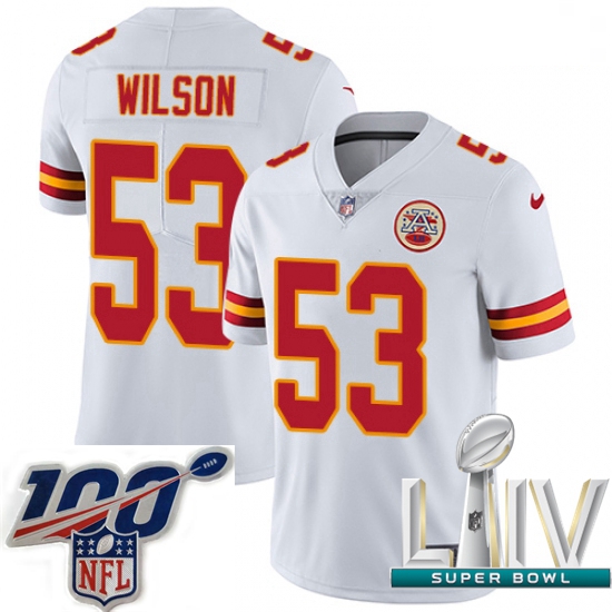 2020 Super Bowl LIV Men Nike Kansas City Chiefs #53 Ramik Wilson White Vapor Untouchable Limited Pla