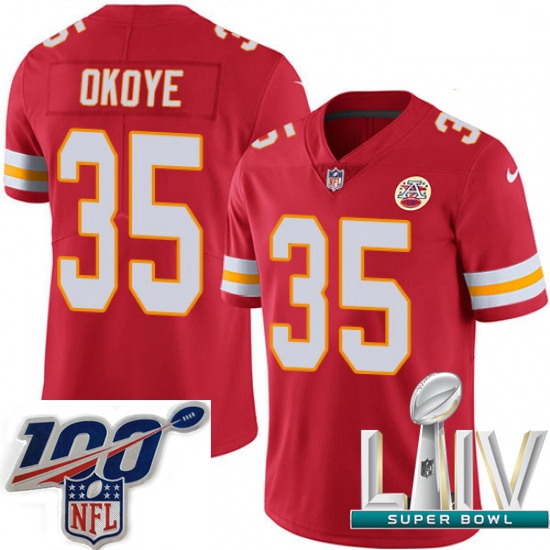 2020 Super Bowl LIV Youth Nike Kansas City Chiefs #35 Christian Okoye Red Team Color Vapor Untouchab