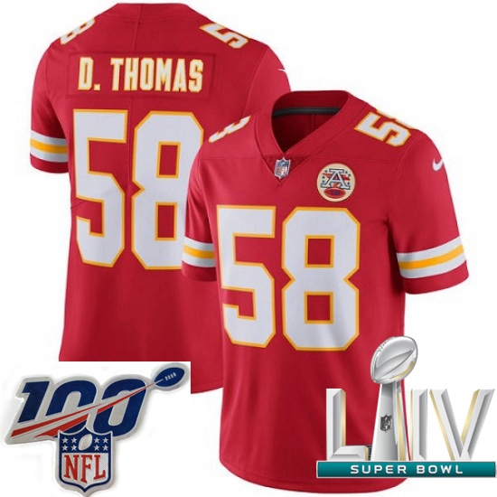 2020 Super Bowl LIV Men Nike Kansas City Chiefs #58 Derrick Thomas Red Team Color Vapor Untouchable 