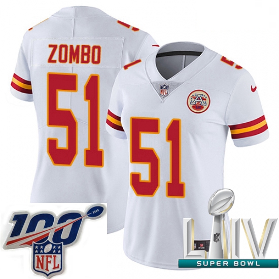 2020 Super Bowl LIV Women Nike Kansas City Chiefs #51 Frank Zombo White Vapor Untouchable Limited Pl