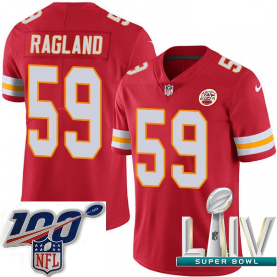 2020 Super Bowl LIV Men Nike Kansas City Chiefs #59 Reggie Ragland Red Team Color Vapor Untouchable 