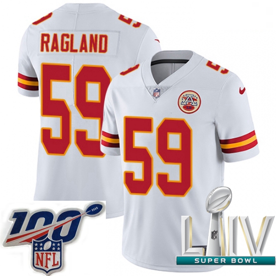 2020 Super Bowl LIV Men Nike Kansas City Chiefs #59 Reggie Ragland White Vapor Untouchable Limited P