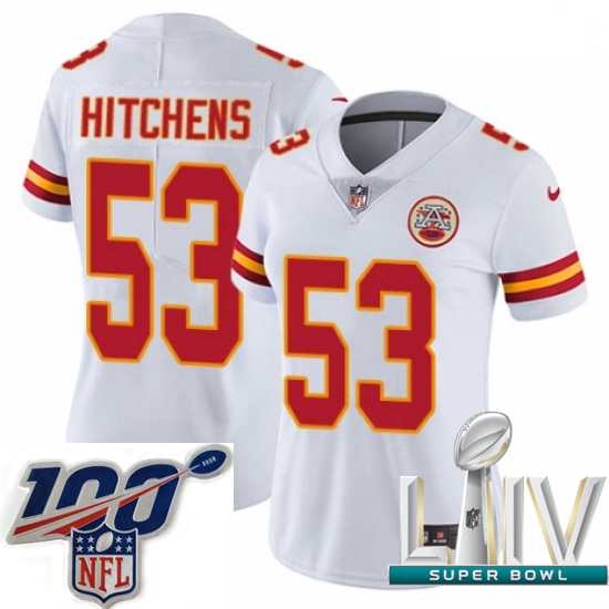 2020 Super Bowl LIV Women Nike Kansas City Chiefs #53 Anthony Hitchens White Vapor Untouchable Limit