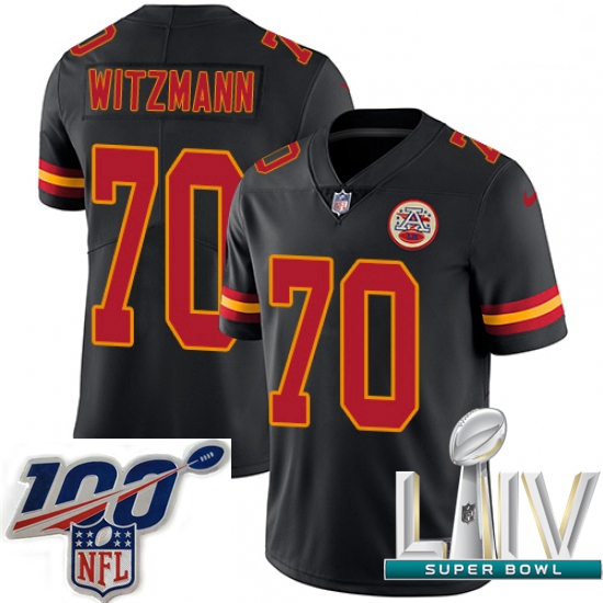 2020 Super Bowl LIV Men Nike Kansas City Chiefs #70 Bryan Witzmann Limited Black Rush Vapor Untoucha