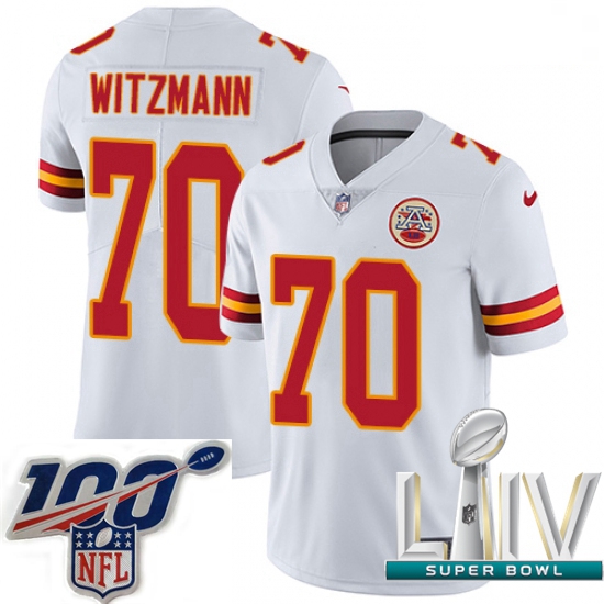 2020 Super Bowl LIV Men Nike Kansas City Chiefs #70 Bryan Witzmann White Vapor Untouchable Limited P