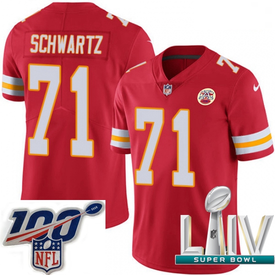 2020 Super Bowl LIV Men Nike Kansas City Chiefs #71 Mitchell Schwartz Red Team Color Vapor Untouchab