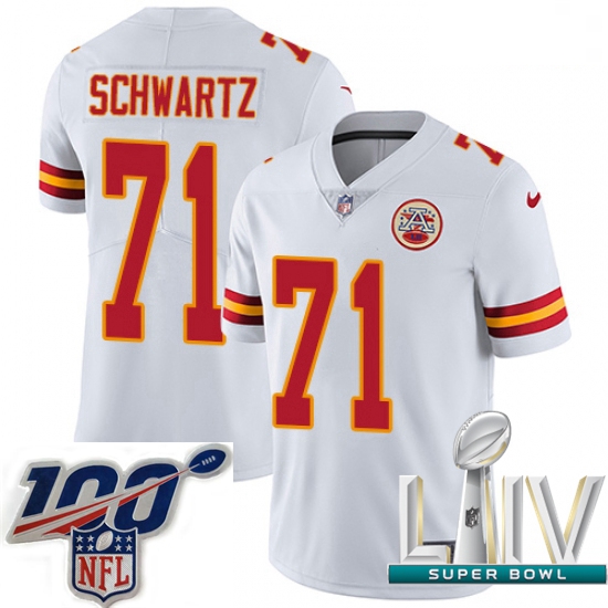 2020 Super Bowl LIV Men Nike Kansas City Chiefs #71 Mitchell Schwartz White Vapor Untouchable Limite