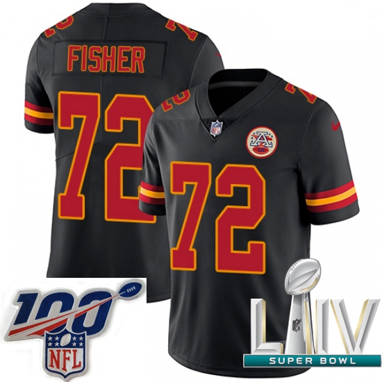 2020 Super Bowl LIV Men Nike Kansas City Chiefs #72 Eric Fisher Limited Black Rush Vapor Untouchable