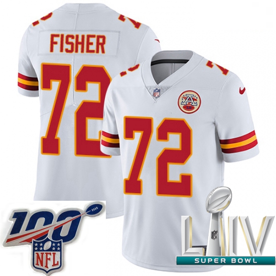 2020 Super Bowl LIV Men Nike Kansas City Chiefs #72 Eric Fisher White Vapor Untouchable Limited Play