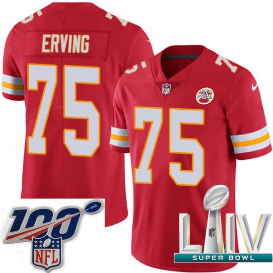 2020 Super Bowl LIV Men Nike Kansas City Chiefs #75 Cameron Erving Red Team Color Vapor Untouchable 