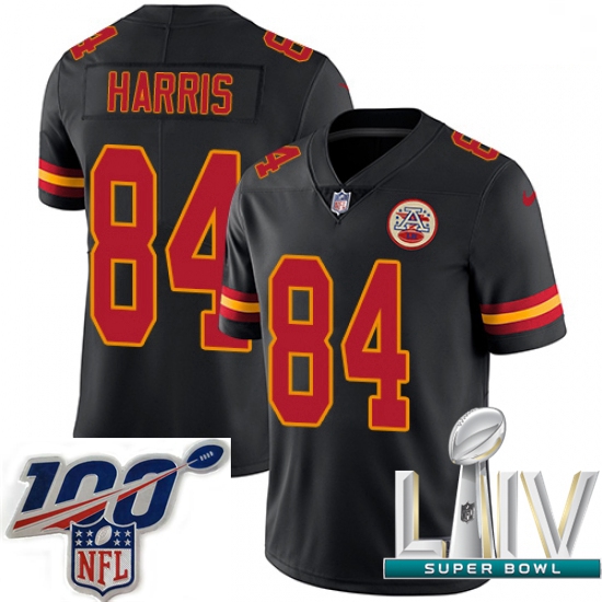 2020 Super Bowl LIV Men Nike Kansas City Chiefs #84 Demetrius Harris Limited Black Rush Vapor Untouc